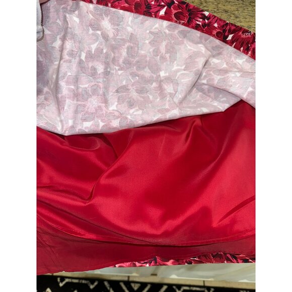 Talbots Red Floral Sleeveless Dress 14W Cotton/Spandex Pockets Boho Cottage Core - Picture 12 of 12
